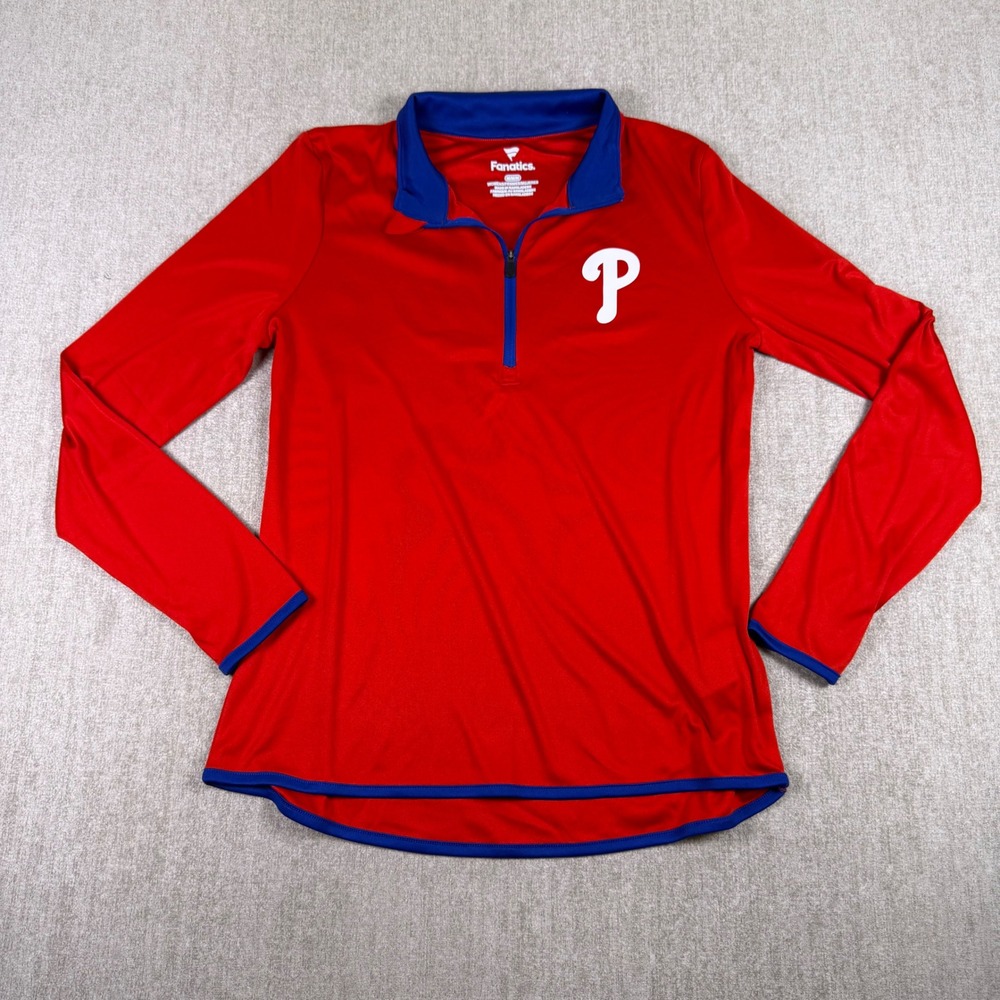 Fanatics Philadelphia Phillies Quarter Zip Pullover Womens Medium Red MLB‎ Top